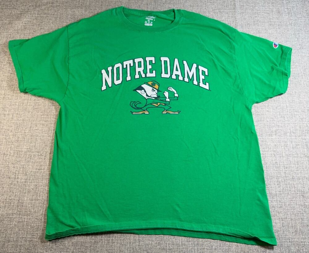 Champion Notre Dame Fighting Irish T Shirt Mens XL Green Leprechaun NCAA - Picture 1 of 6